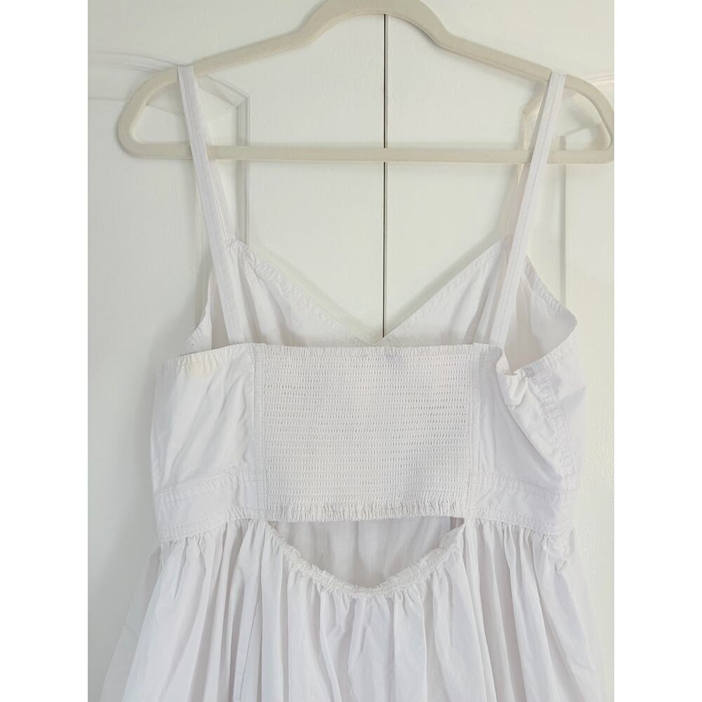 White Cotton Maxi Dress Cutout Empire Waist Pockets Boho Verandah By Vina - Picture 5 of 11